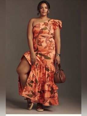 Anthropologie Hutch One-Shoulder Ruffle Maxi Dress NWT